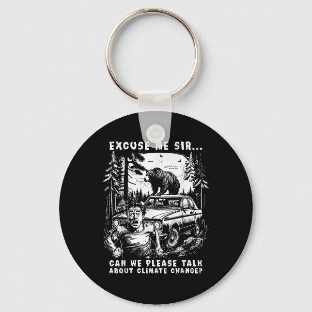 Climate Change Brown Bear Environmental Protection Key Ring (Front)