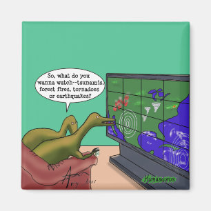 Climate Change Dinosaurs Parody Cartoon Magnet