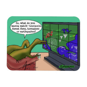 Climate Change Dinosaurs Parody Cartoon Magnet