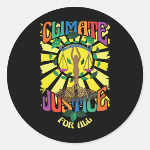 Climate Change Earth Day Hippie Climate N Justice Classic Round Sticker