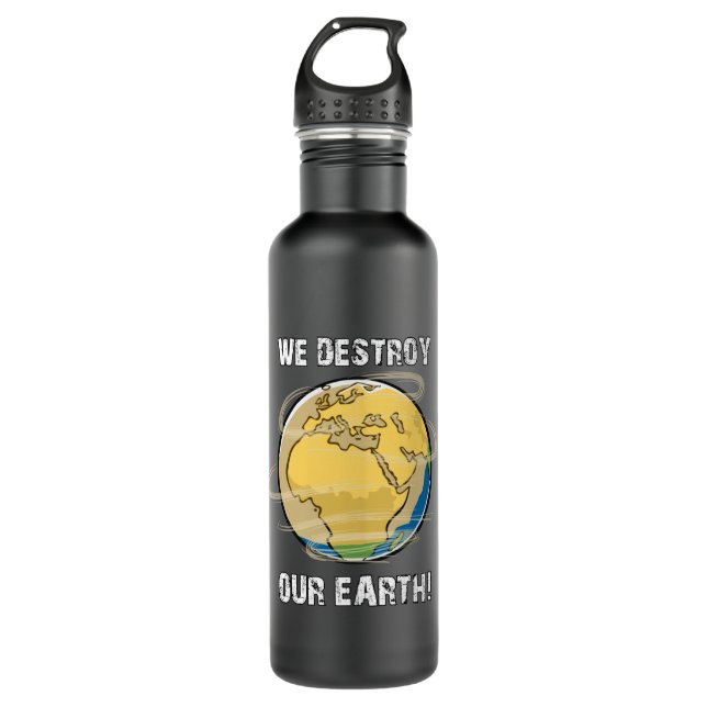 Climate Change Future CO2 Planet Earth Gift Idea 710 Ml Water Bottle (Front)