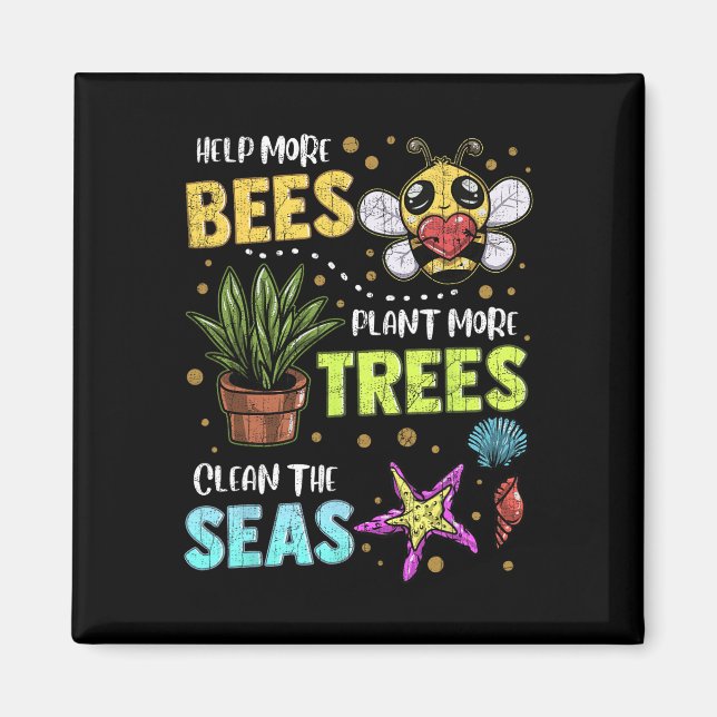 Climate Change Global Warming Earth Day Bees Trees Magnet (Front)