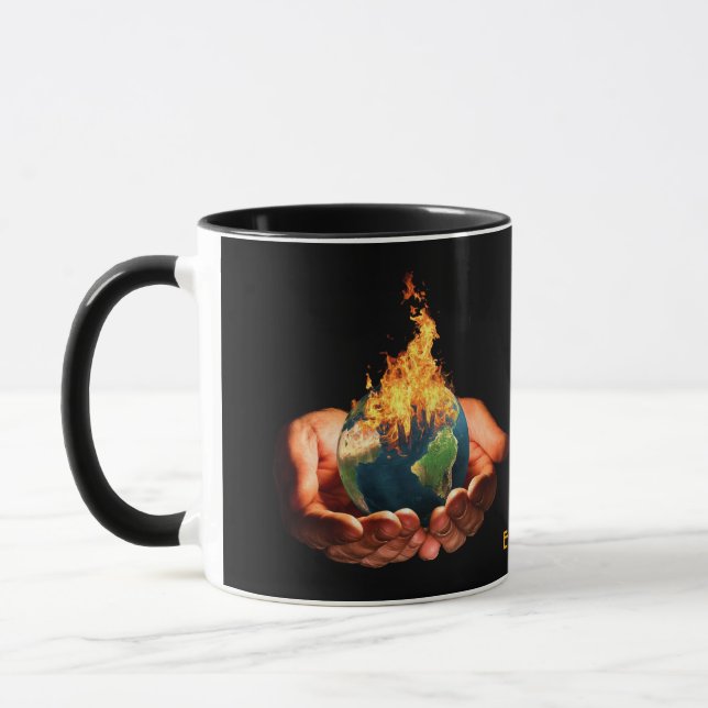 Climate Change Global Warming Earth In Fire Mug (Left)