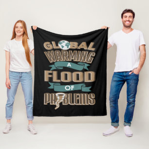 Climate Change Global Warming Flood Of Problems Fleece Blanket