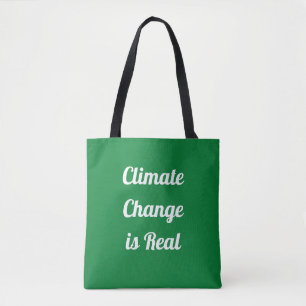 Climate Change: Green & White Tote Bag