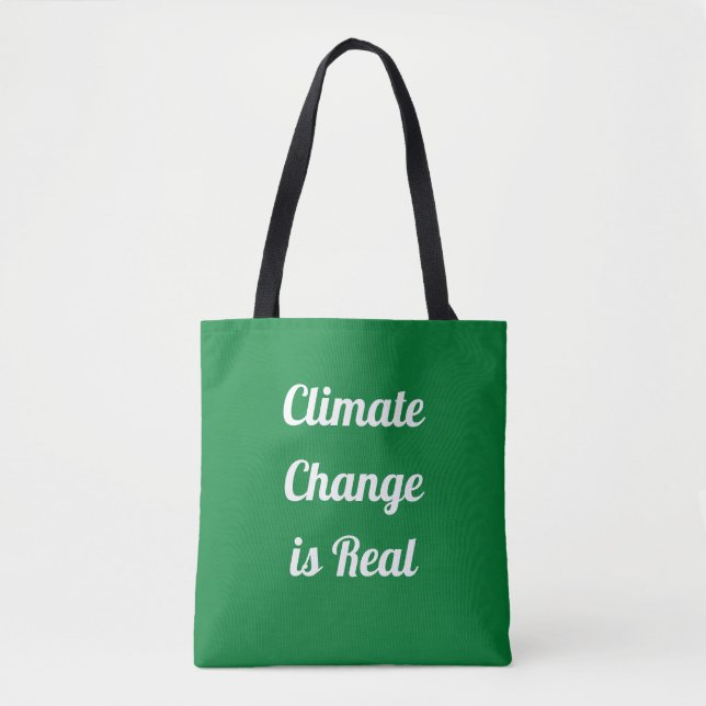 Climate Change: Green & White Tote Bag (Front)