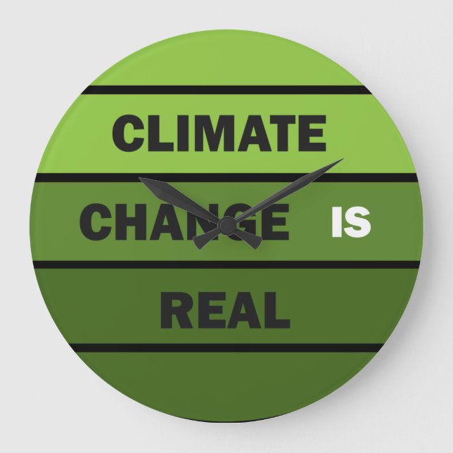 Climate change is real environmental awareness large clock (Front)