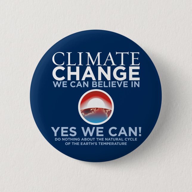 Climate Change - Yes We Can Obama Parody Button (Front)