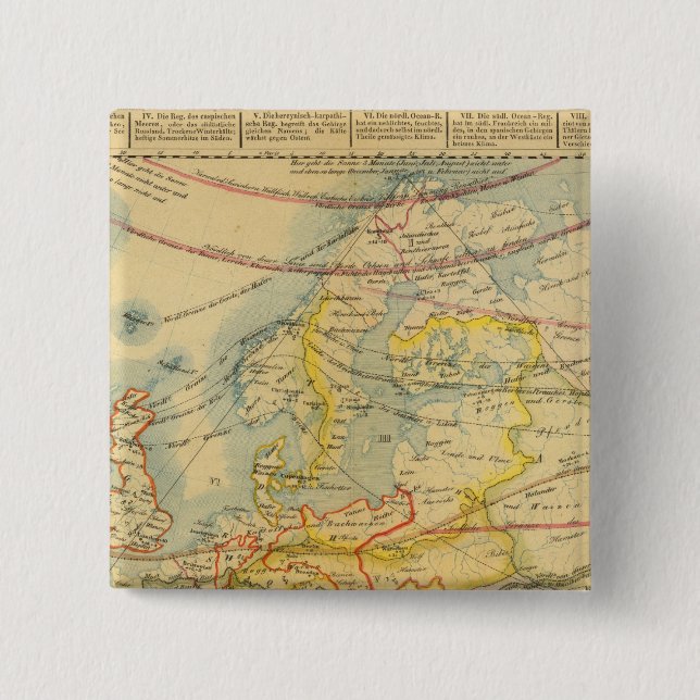Climate of Europe Map 15 Cm Square Badge (Front)