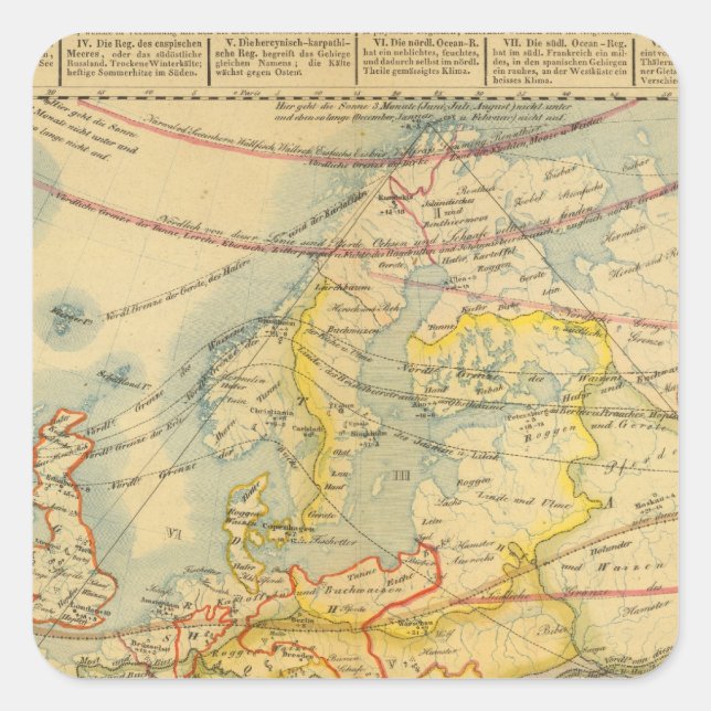 Climate of Europe Map Square Sticker (Front)