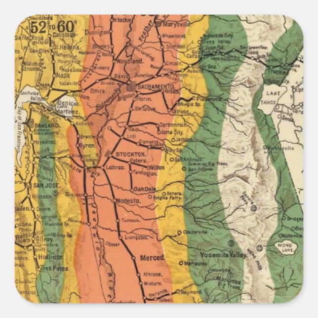 Climatic map of California Square Sticker (Front)