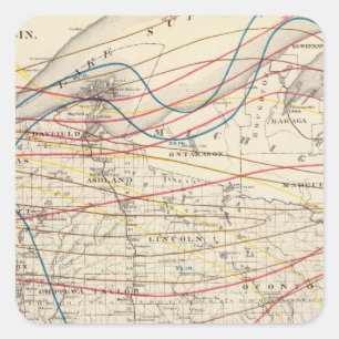 Climatological map of Wisconsin Square Sticker