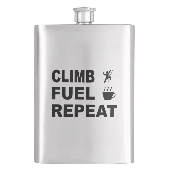 Climb, Fuel, Repeat Hip Flask (Front)