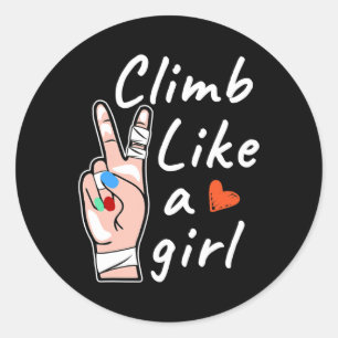 Climb Like A Girl, Bouldering Rock Climbing  Classic Round Sticker