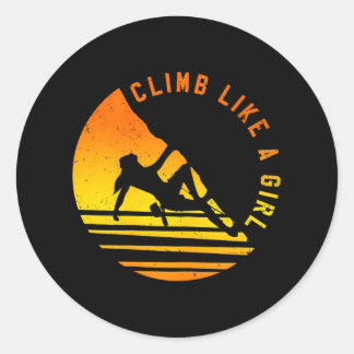 Climb Like A Girl Climbing Bouldering Classic Round Sticker