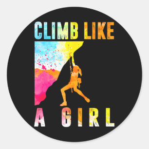 Climb Like A Girl Climbing Classic Round Sticker