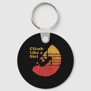 Climb Like A Girl - Distressed Retro Rock Climbing Key Ring