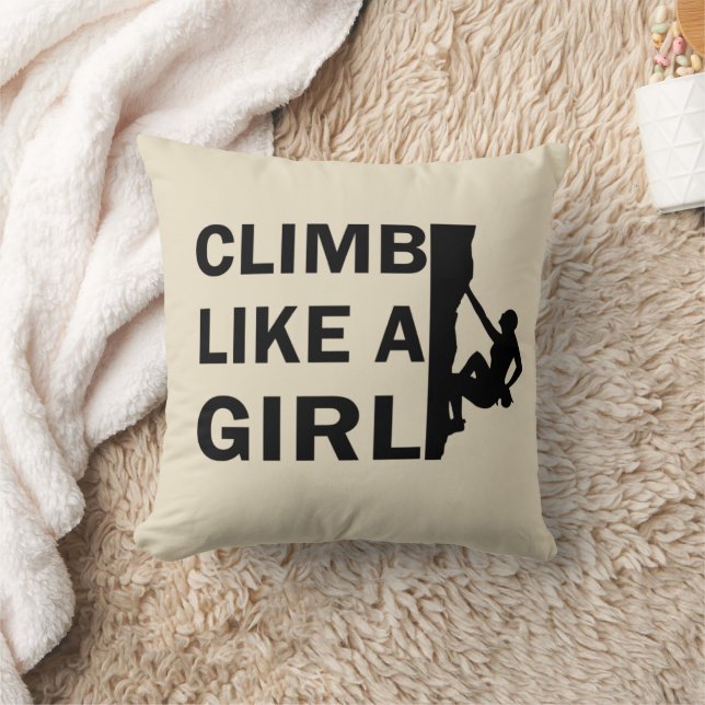Climb like a girl rock climbing woman cushion (Blanket)