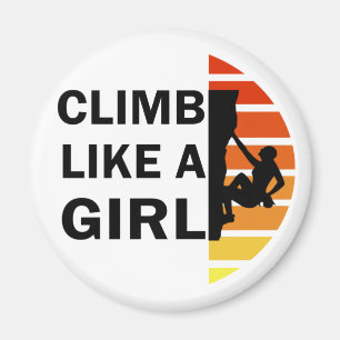 Climb like a girl rock climbing woman magnet