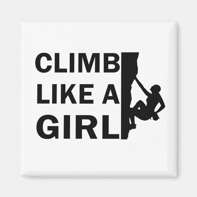 Climb like a girl rock climbing woman magnet (Front)