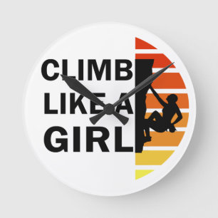 Climb like a girl rock climbing woman round clock