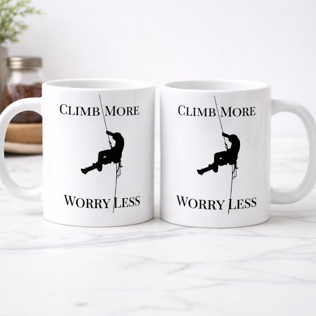 Climb More Worry Less Climbing Quote Large Coffee Mug (Creator Uploaded)