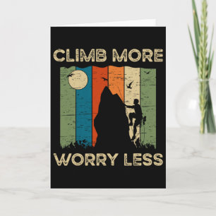 Climb More Worry Less Retro Sunset Silhouette Card