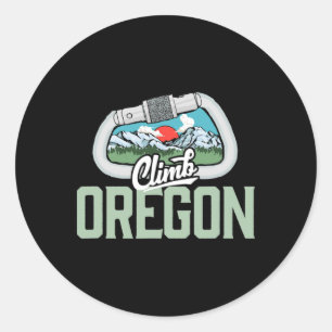 Climb Oregon - Retro Rock Climbing Vintage Carabin Classic Round Sticker
