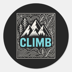 Climb - Rock Climbing Retro Outdoor Classic Round Sticker