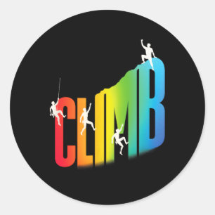 Climb - Vintage Rock Climber Mountain Nature Classic Round Sticker