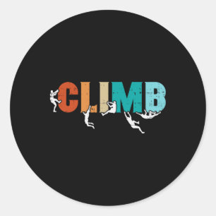 Climb Word Rock Climber Retro Bouldering Men Boys Classic Round Sticker