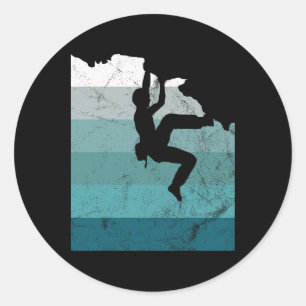 Climber Climbing Bouldering Free Speed Solo Vintag Classic Round Sticker
