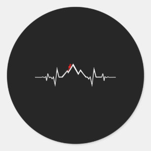 Climber Climbing Heartbeat Classic Round Sticker