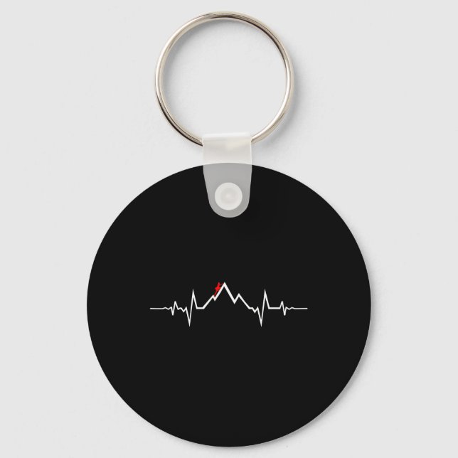 Climber Climbing Heartbeat  Key Ring (Front)