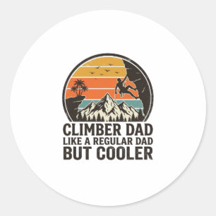 Climber Dad Vintage Sunset Funny T-Shirt Design_1 Classic Round Sticker