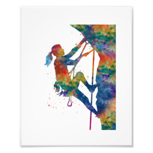 Climber in watercolor photo print