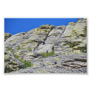 Climber Nears Summit of Devils Tower, Wyoming Photo Print