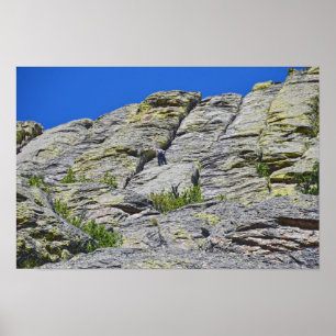 Climber Nears Summit of Devils Tower, Wyoming Poster