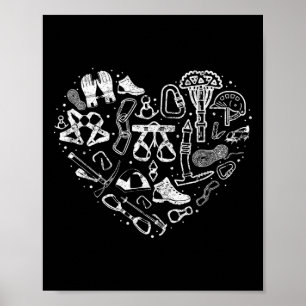 Climber Rock Climbing Equipment Girl Heart Carabin Poster