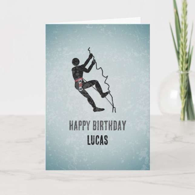 Climber Scaling Rockface Cool Metal Look Birthday Card (Front)