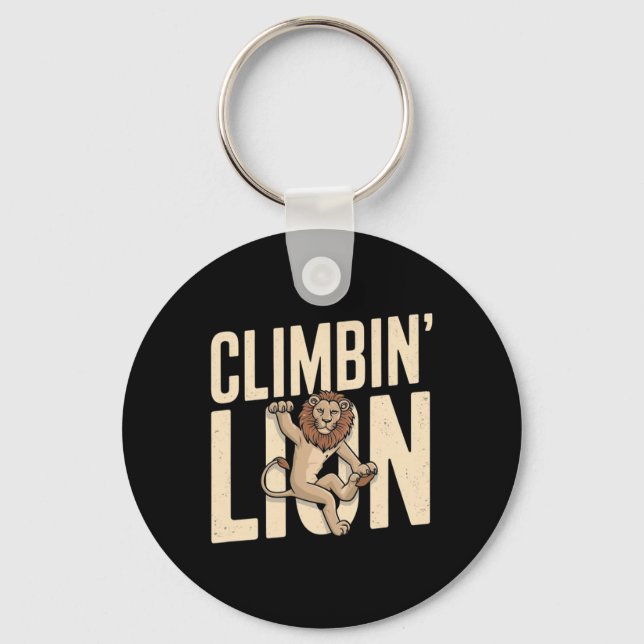 Climbin Lion - Funny Climber  Key Ring (Front)