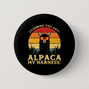 Climbing Alpaca My Harness Retro Climber Llama Men 6 Cm Round Badge