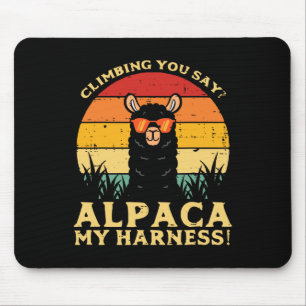 Climbing Alpaca My Harness Retro Climber Llama Men Mouse Pad