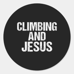 Climbing And Jesus Tree Rock Climber Classic Round Sticker