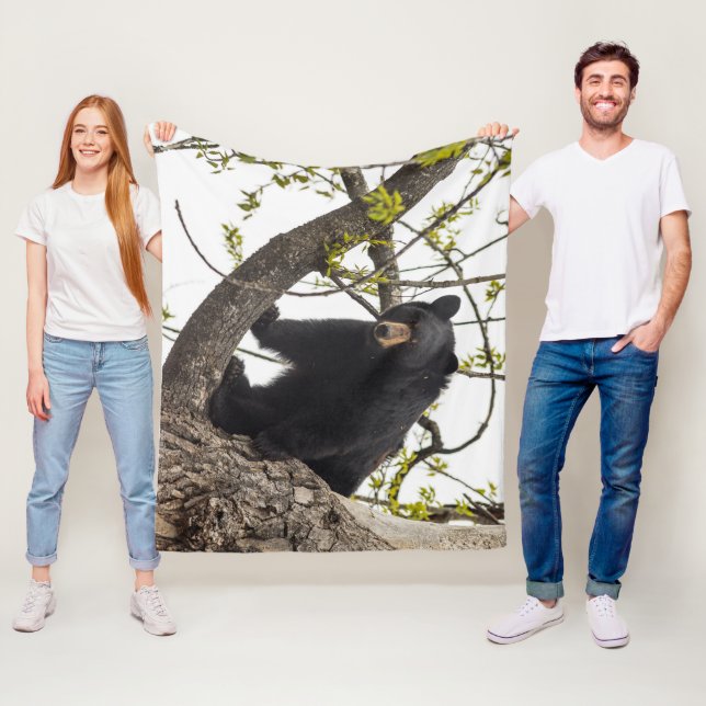Climbing Black Bear Fleece Blanket (In Situ)