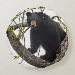 Climbing Black Bear Round Cushion