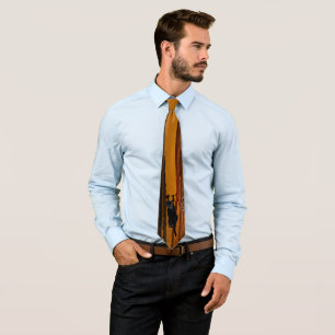 Climbing Black Cat Halloween Tie