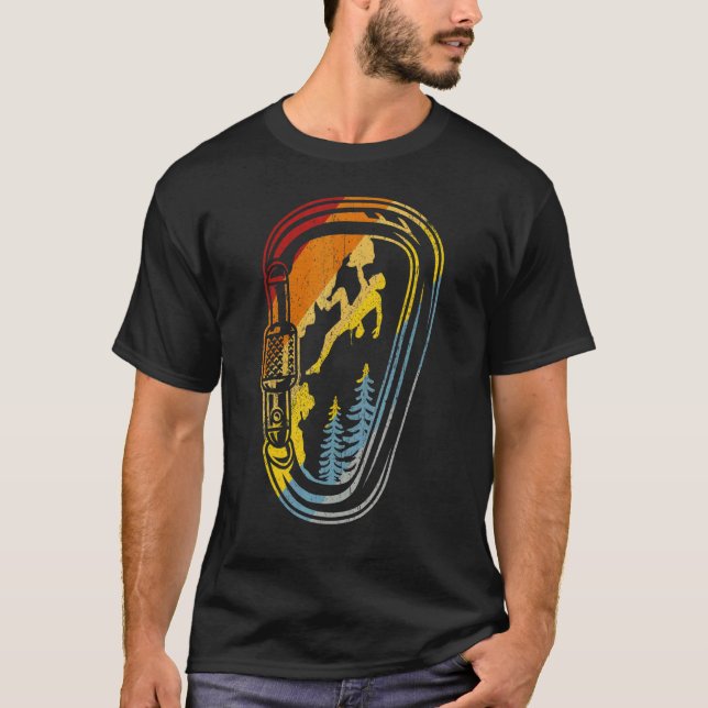 Climbing Boulder Mountains Carabiner Climbing Rock T-Shirt (Front)