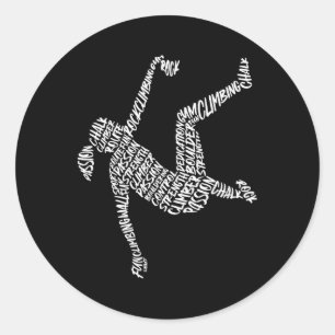 Climbing Bouldering Typography Kids Girls Women Ro Classic Round Sticker