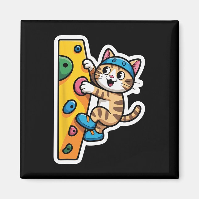 Climbing Cat Bouldering Wall Meme  Magnet (Front)